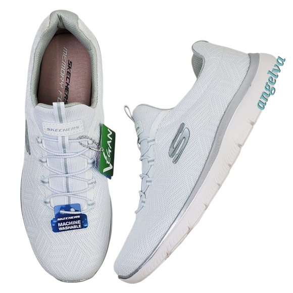 NWT Skechers summits artistry chic slip on sneakers white silver lightweight - Picture 2 of 12